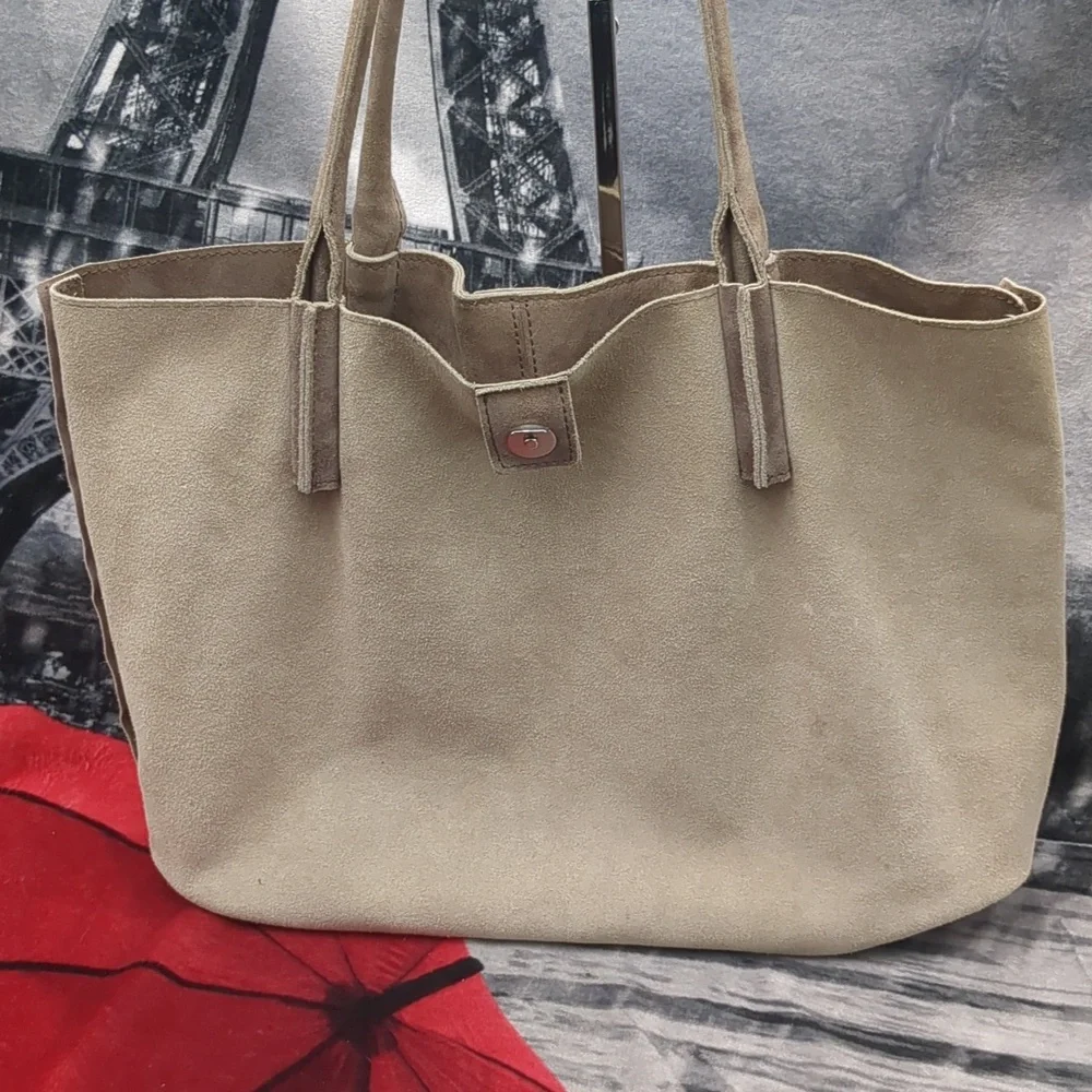 Hammitt Oliver Suede Grommet Stud Pewter/Metallic Tote Bag